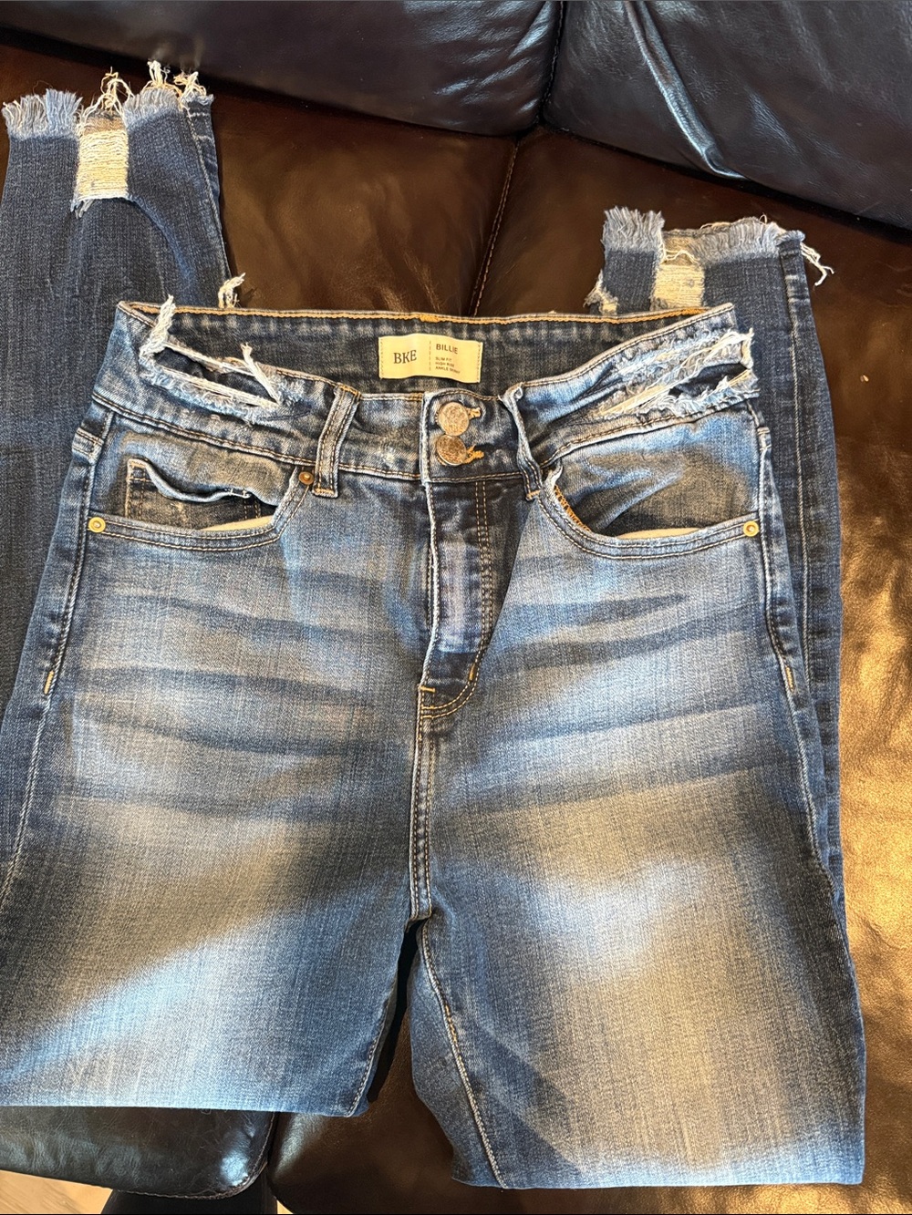 BKE Skinny Distressed Medium Blue Jeans